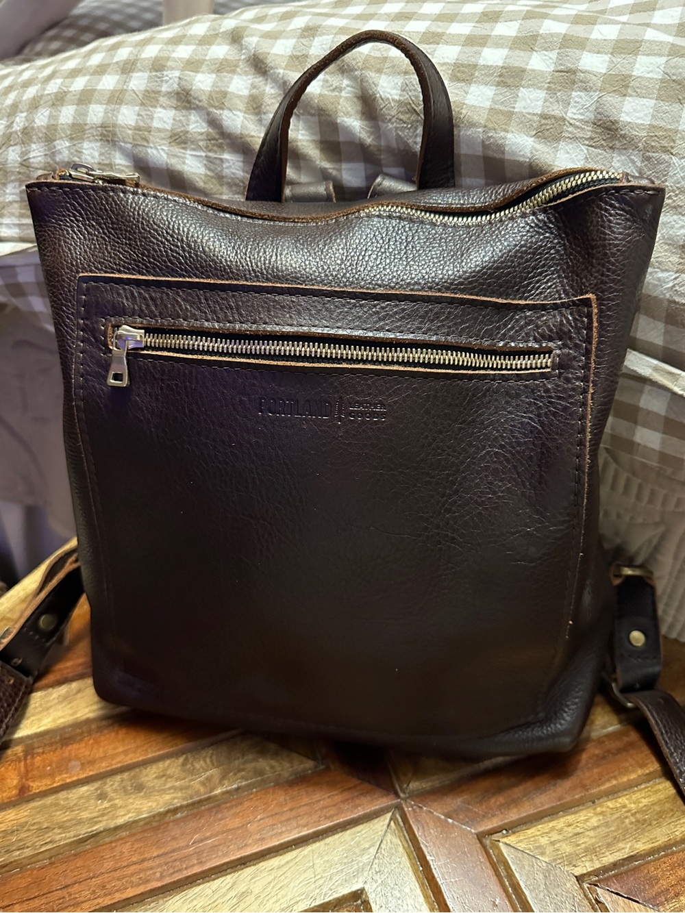 Portland Leather Cold Brew Leather Backpack with Front Zip Pocket